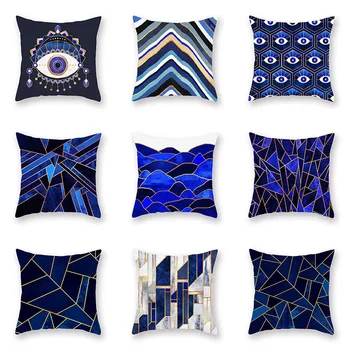 

New simple blue geometric abstract pillowcase car floor bedding sofa office cushion pillow