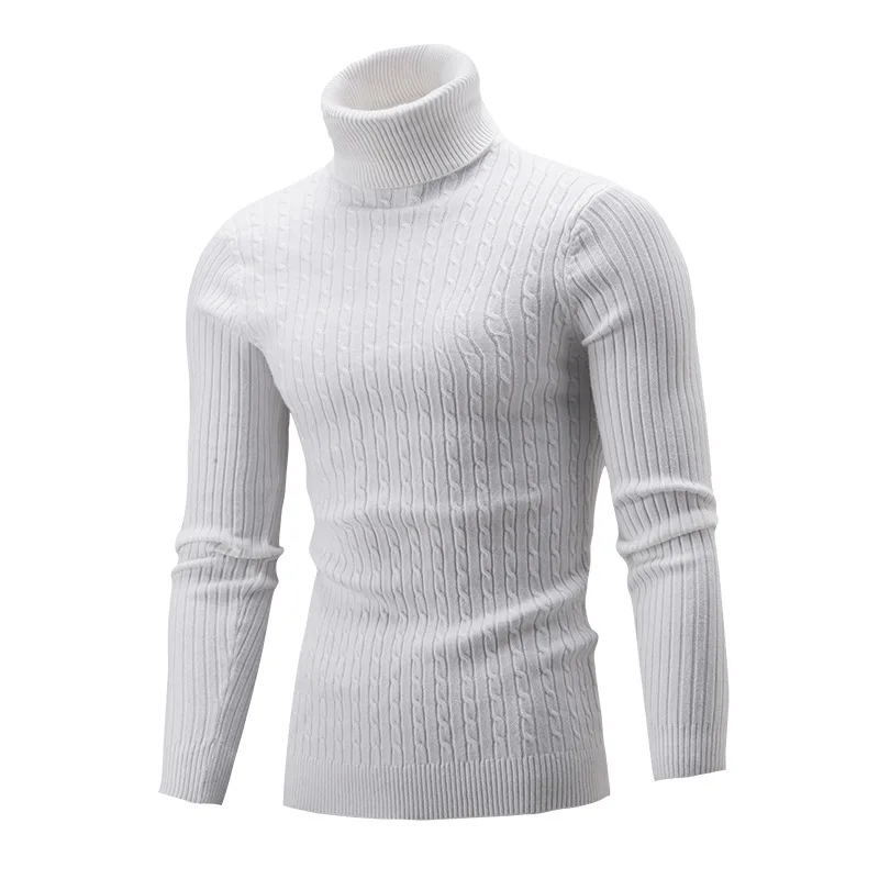 Riinr осенне-зимний мужской свитер Мужская водолазка сплошной цвет повседневные мужские свитера Slim Fit брендовые вязаные пуловеры