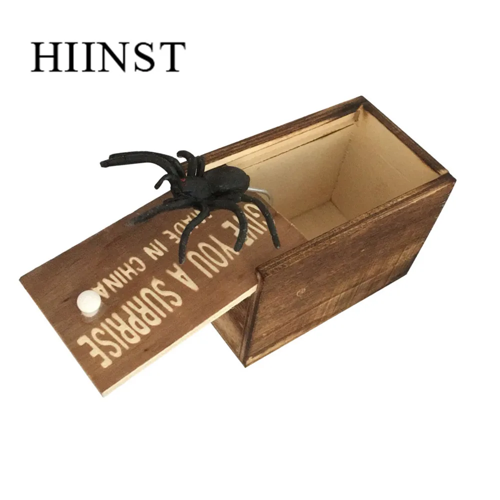 HIINST, детские игрушки, пугающая Маленькая деревянная коробка, паук, страшная игрушка,, отличный подарок для ребенка на День дурака, для семьи, детская забавная игрушка