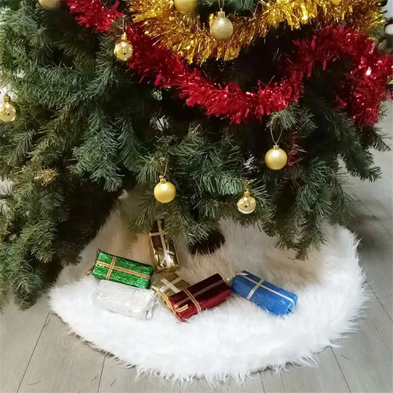 Белый плюшевый коврик для рождественской елки и юбки меховой ковер Новогоднее