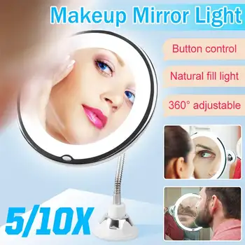 

LED Mirror Makeup Mirror with LED Light Vanity Mirror 10X 5X Magnifying Folding Makeup Mirrors 360-Degree Rotating Makeup Mirror