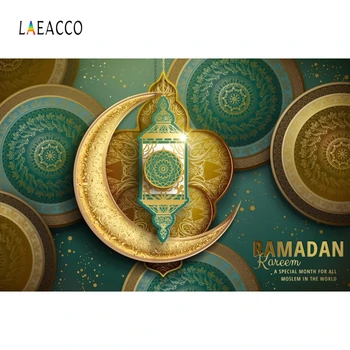 

Laeacco Eid Mubarak Ramandan Kareem Photo Backgrounds Cresent Islam Lantern Pattern Party Photography Backdrops For Photo Studio