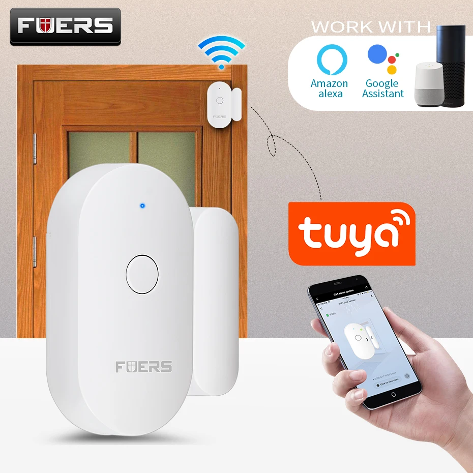 Fuers Tuya Smart WiFi Door Sensor Door Open / Closed Detectors Magnetic switch Window sensor home security Alert security alarm afbeelding