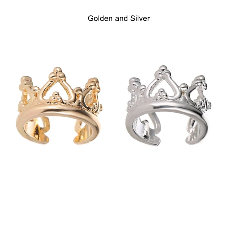 1 Golden 1 Silver 2 шт. в форме короны в форме сердца, поддельные серьги для женщин и мужчин, ювелирные изделия, не прокалывающиеся спиральные пирсинг для ушей, Oreja, поддельные пирсинг, серьги-манжеты, заглушка - Окраска металла: 1 Golden 1 Silver