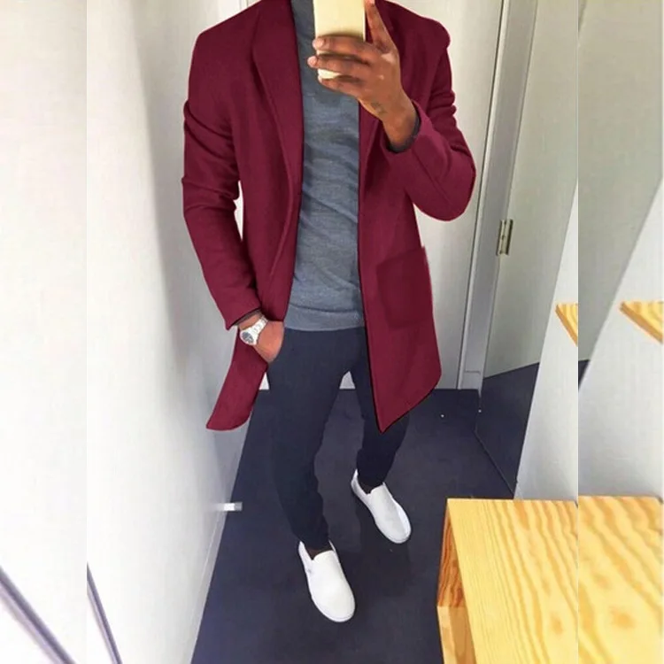 Hirigin Autumn Winter Men Casual Coat Thicken Woolen Trench Coat Business Male Solid Classic Overcoat Medium Long Jackets Tops Hirigin Autumn Winter Men Casual Coat Thicken Woolen Trench Coat Business Male Solid Classic Overcoat Medium Long Jackets Tops