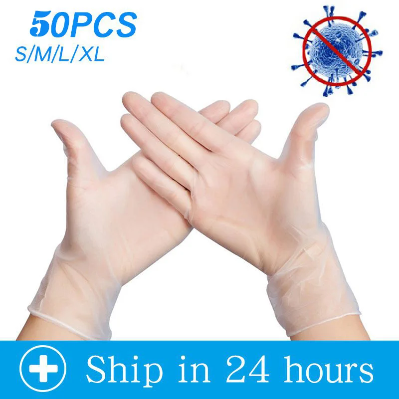100 шт одноразовые латексные перчатки Нескользящие ПВХ Одноразовые инспекционные