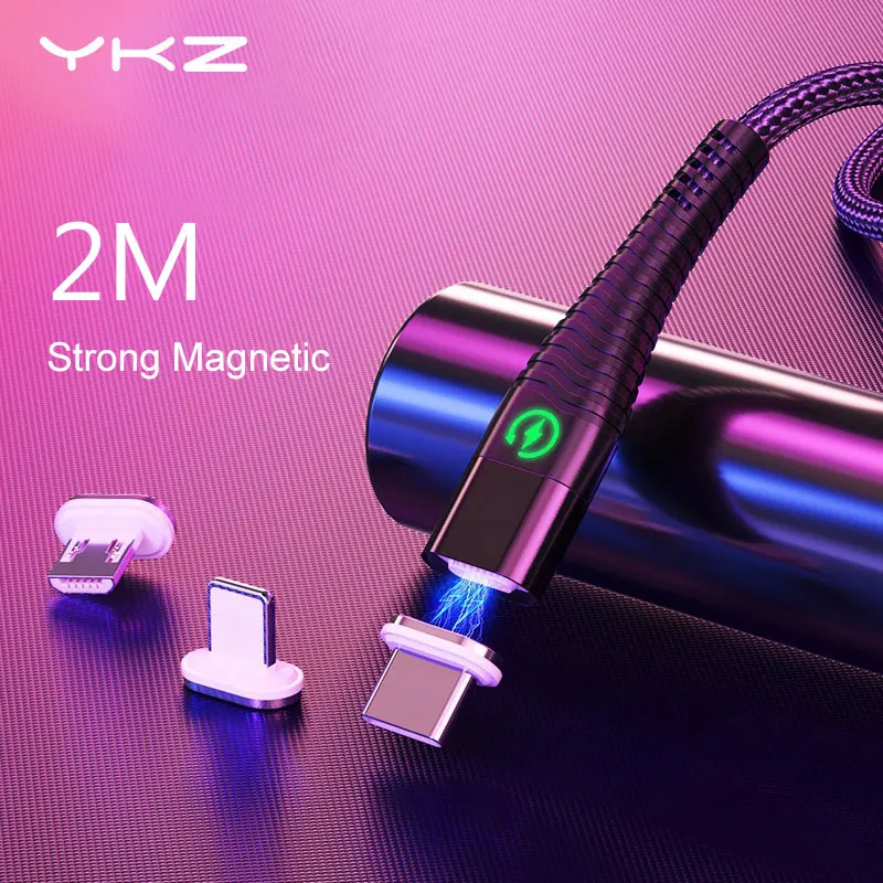 Магнитный кабель YKZ типа C, кабель Micro USB для iPhone X, samsung, Xiaomi, 3A, кабель для быстрой зарядки, кабель type-c, магнитный кабель для передачи данных
