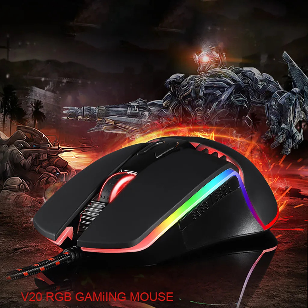 Профессиональная Проводная игровая мышь MOTOSPEED V20 8 кнопок 5000 dpi RGB с подсветкой Проводная игровая мышь проводная USB игры кабельная мышь