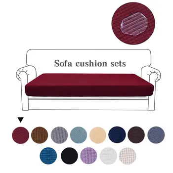 

Cushion cover for four people Checked Fleece Waterproof Sofa Cushion High Elasticity Solid Color 1PC