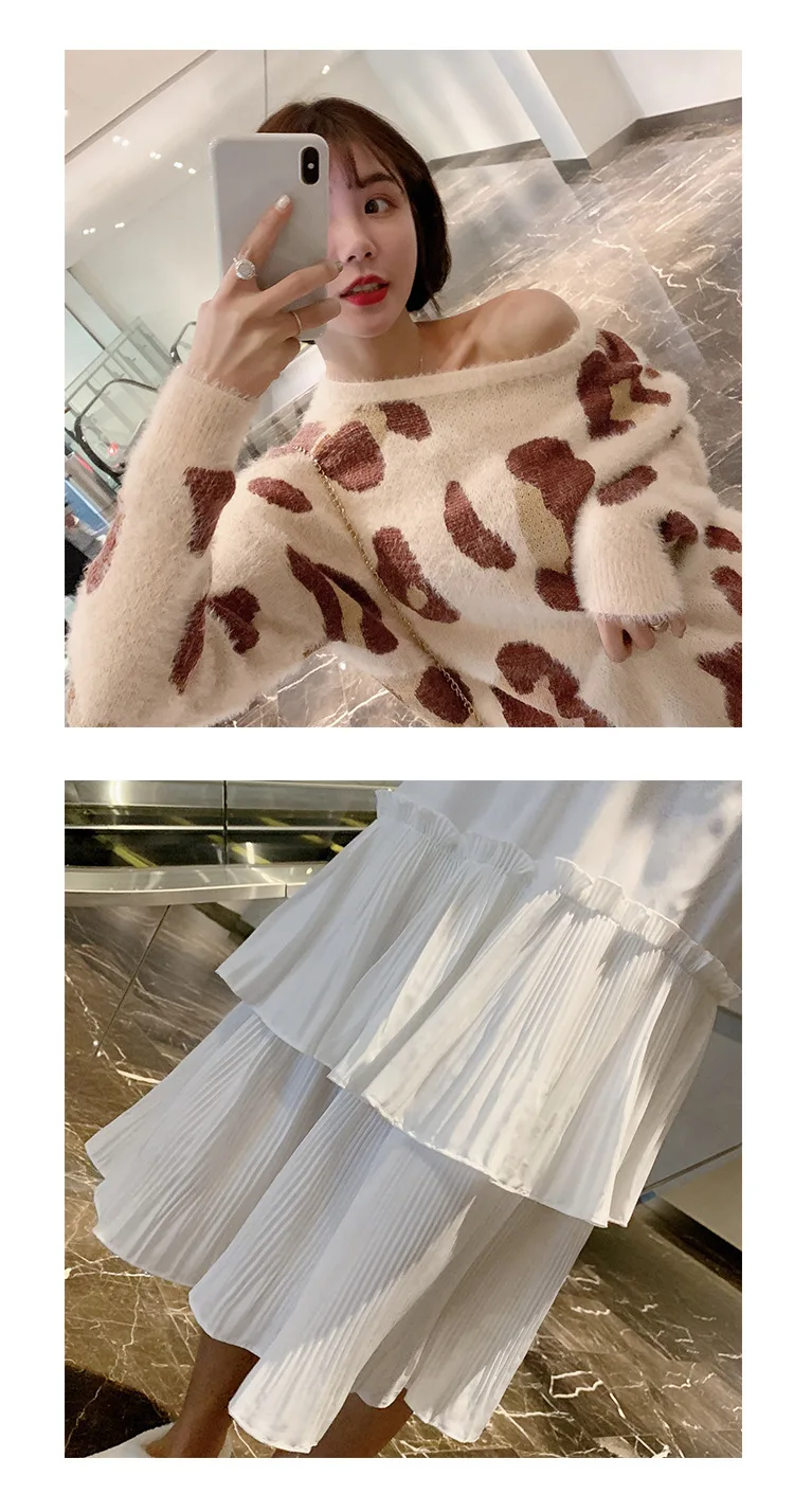 Customizable Spring New Style High-waisted Cake Dress Women's Mid-length Flounced Pleated Skirt F5732