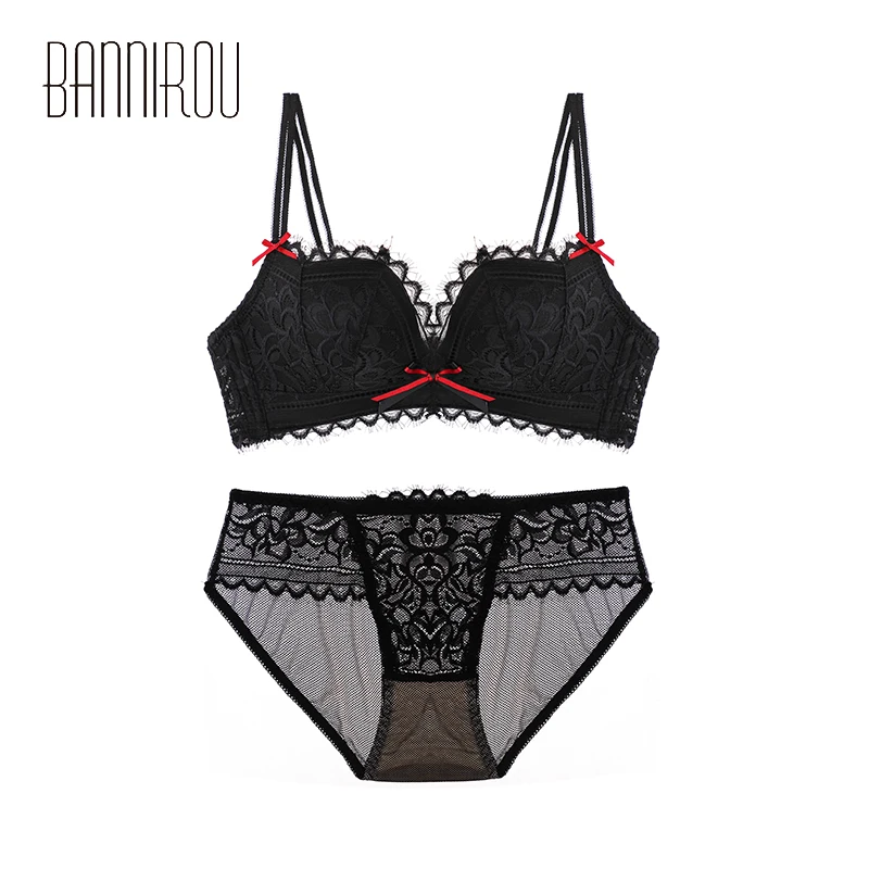 

2 Pcs Bra Panties Sets Seamless Lingerie Women Sexy Lace Mesh Bras Push Up Underwear For Woman Lingerie Seamless New BANNIROU