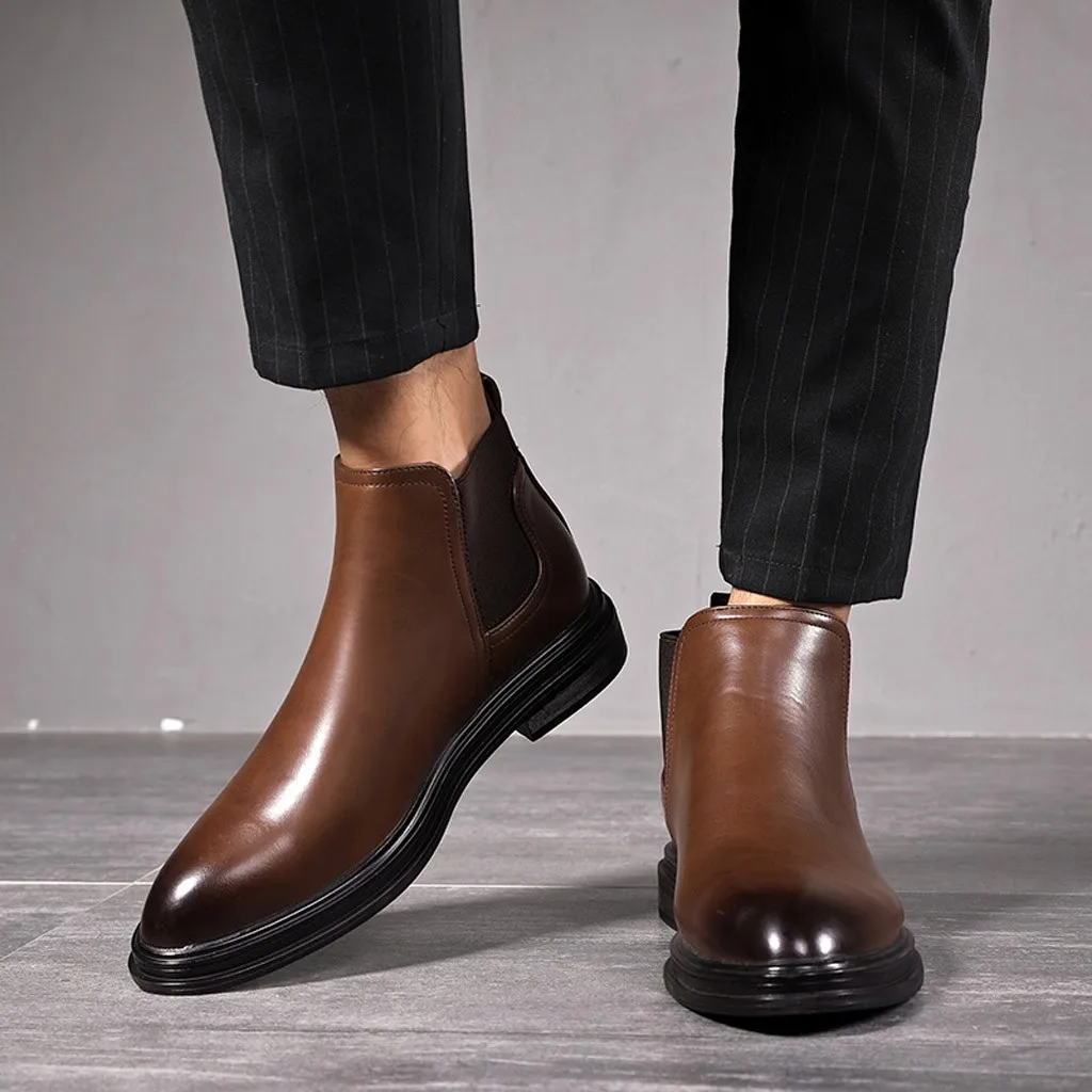 Мужская обувь модные ботинки мужские модные ковбойские ботинки zapatos de hombre Повседневная Удобная Обувь на низком каблуке обувь под костюм с высоким берцем
