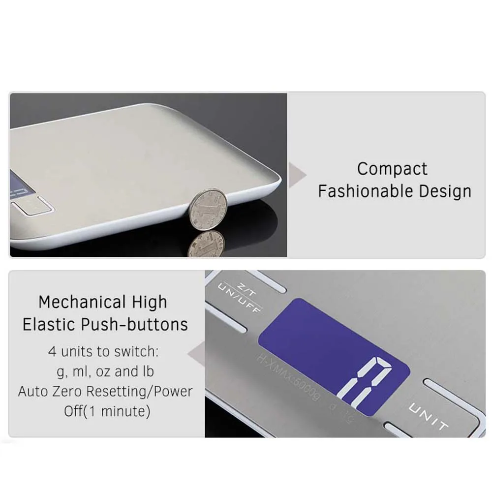 Portable Digital Scale Mini Digital Kitchen Scale Professional Accurate Electronic Scale Precision Balance 5kg*1g DH-2012