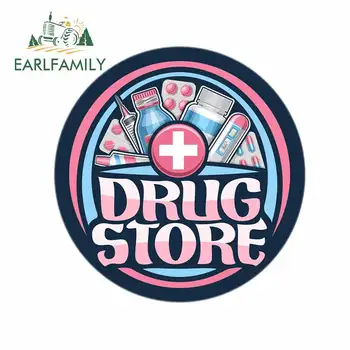 

EARLFAMILY 13cm x 12.6cm for Drug Store Funny Car Sticker Vinyl Waterproof Car Accessories Body for Car Decals Pull Flower