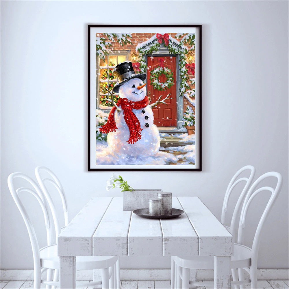 Алмазная картина Huacan, снеговик, Полная площадь, зимняя Алмазная мозаика, стежка, стразы, картина, домашний декор, подарок, Прямая поставка