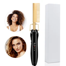 2 in 1 Hair Curler And Straightener Hot Comb Electric Hair Brush Curling Iron Wand Hair Styler Titanium Alloy Comb Dropshipping