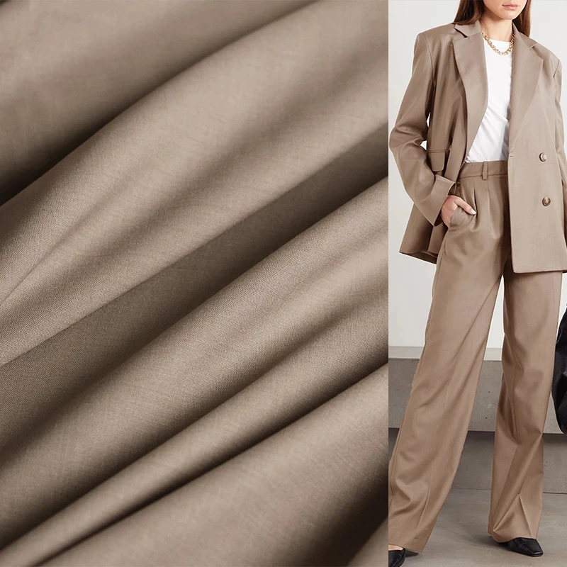 

Khaki Thin Worsted Wool Fabrics Garment Materials Autumn Women Suits Pants DIY Sewing Tailor Cloth