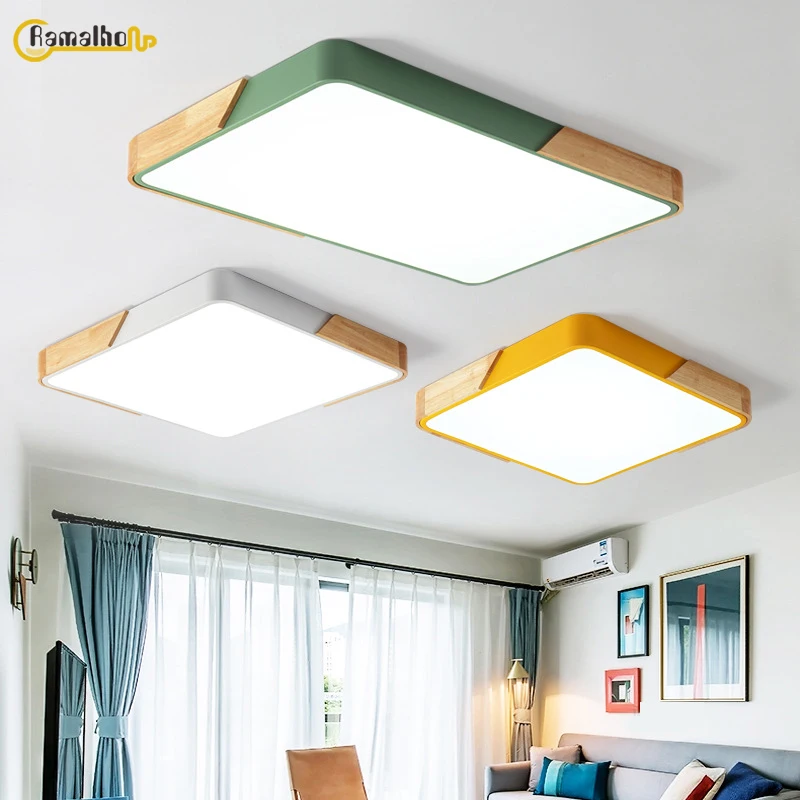 

Nordic Solid Wood Ultra-thin led Ceiling Lamp Living Room Dining Room Light Fashion Bedroom Study Lamp Modern led Ceiling Lights