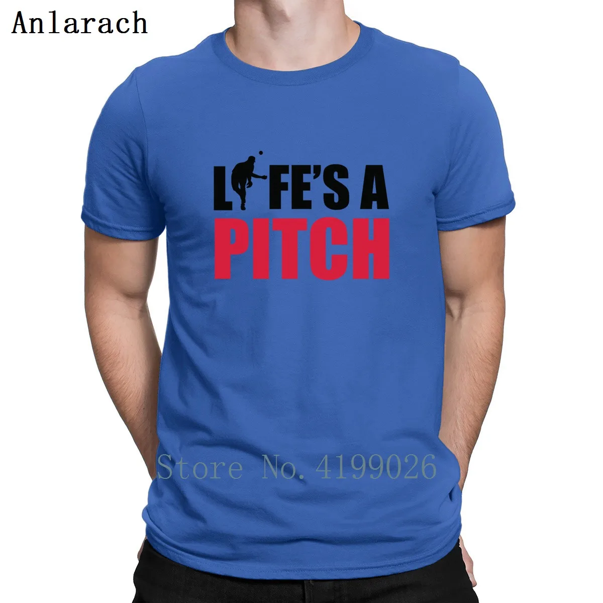Royalblue Baseball Life Is A Pitch, футболка в стиле хип-хоп, летняя, потрясающая, красивая футболка для мужчин, круглый воротник, Мужская футболка с надписью Create - Цвет: Royalblue