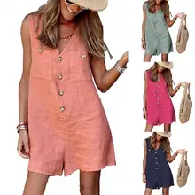

Casual Romper Pockets Women Solid Color V Neck Jumpsuit Women Jumpsuit Overalls