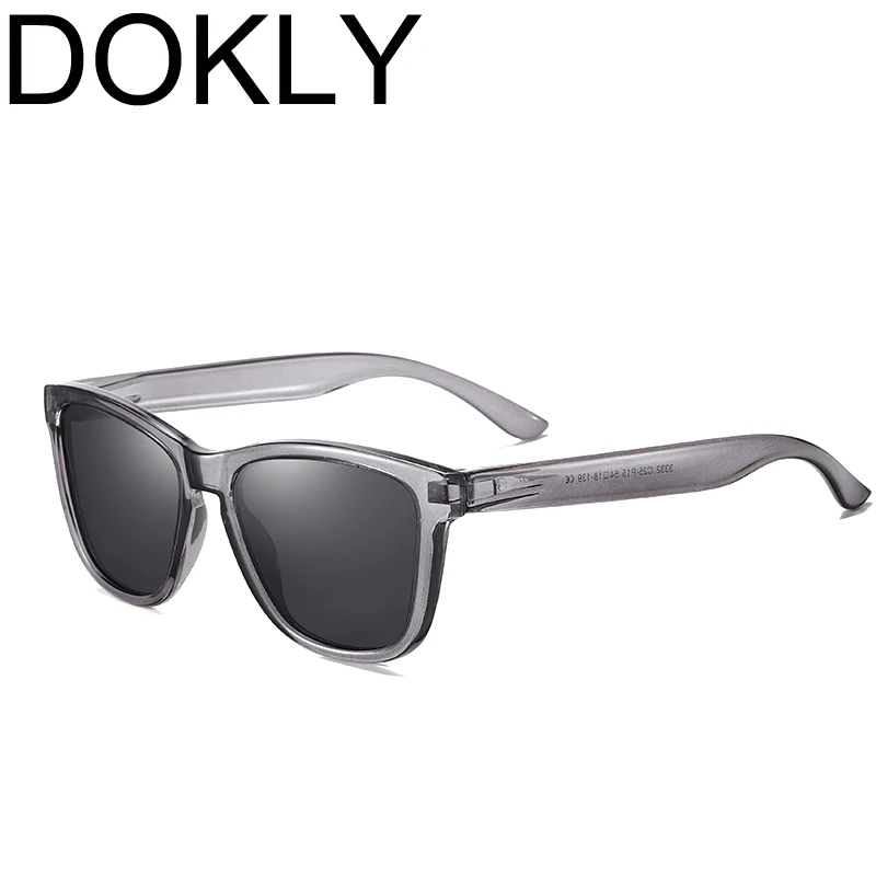 DOKLY Brand Clear Grey Frame Men Women Sunglasses Polarized Mirror