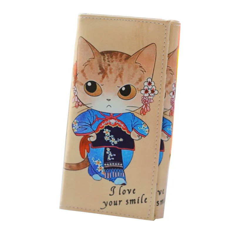 Fashion Women Leather Wallet Long Card Holder Phone Bag Case Cat Printed Clutch Purse Handbag Coin Pocket New