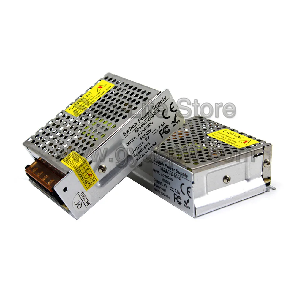 Одиночный выход DC8V 7.5A 60W импульсный источник питания Трансформатор 110v 220v AC DC 8V источник питания s для USB освещения CCTV CNC