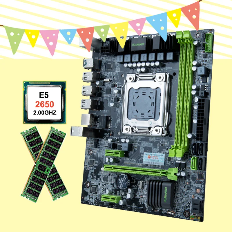 HUANANZHI X79 6M LGA2011 материнская плата с ЦПУ ram скидка материнская плата комплект cpu Intel Xeon E5 2650 ram 32G(2*16G) DDR3 регистровая и ecc-память