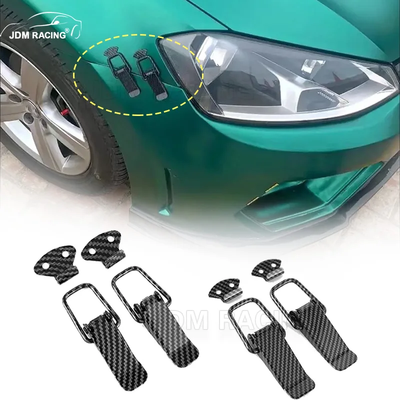 2 Pieces S/l Carbon Fiber Lock Clip Kit Car Truck Hood Clip Hasp Quick