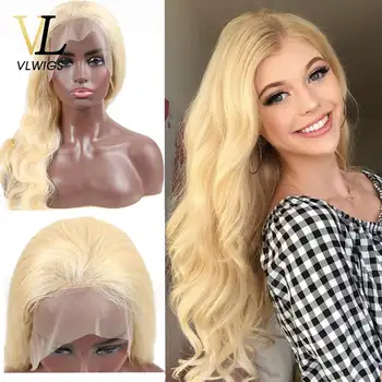 

VLwigs 613 Blonde Lace Front Human Hair Wigs Pre Plucked Hairline With Baby Hair Body Wave Brazilian Virgin Remy Hair 150% VL53