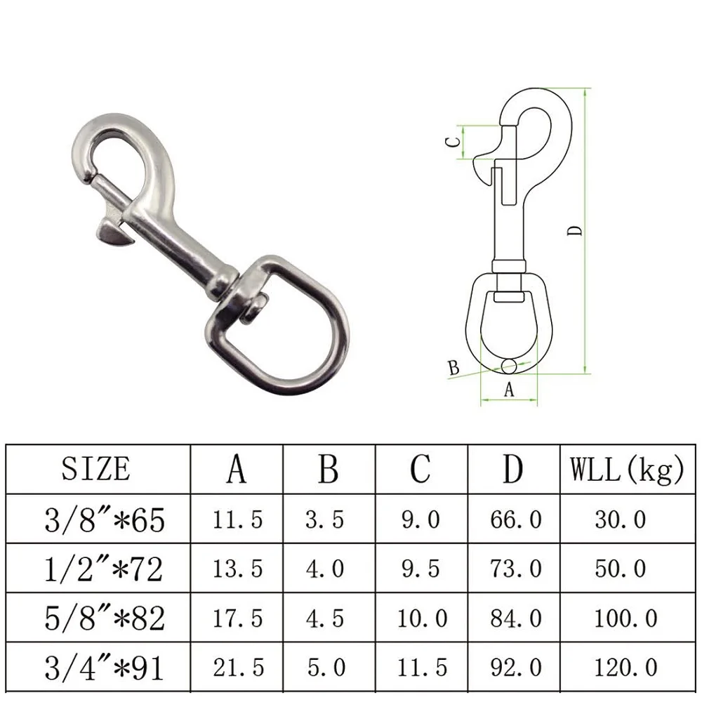 2 шт. для дайвинга 316 из нержавеющей стали Поворотный Болт защелкивающийся крюк зажим 65 мм 72 мм 82 мм 91 мм из нержавеющей стали овальный поворотный пружинный защелкивающийся крючок