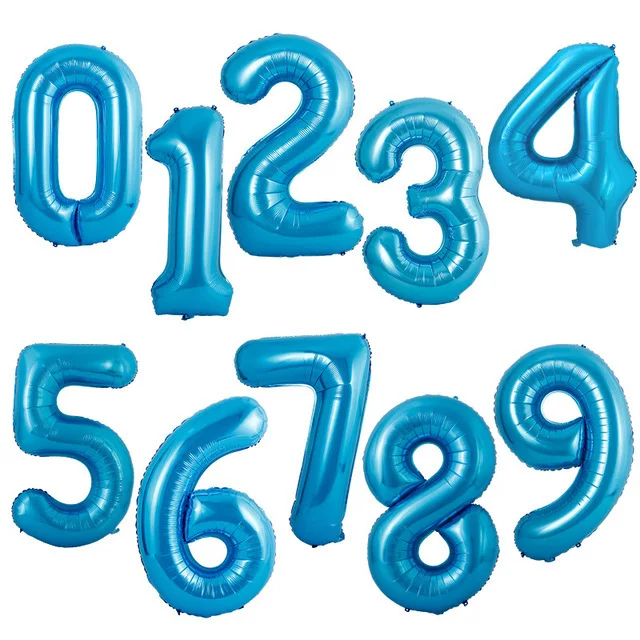 40-дюймовый светодиод лазерный Фольга воздушные шары Градиент Радуга номер баллоны с гелием цифры, для детей 0, 1 2 3 4 5 6 7 8 9 воздушных шаров на день рождения Aniversarry Декор - Цвет: Blue
