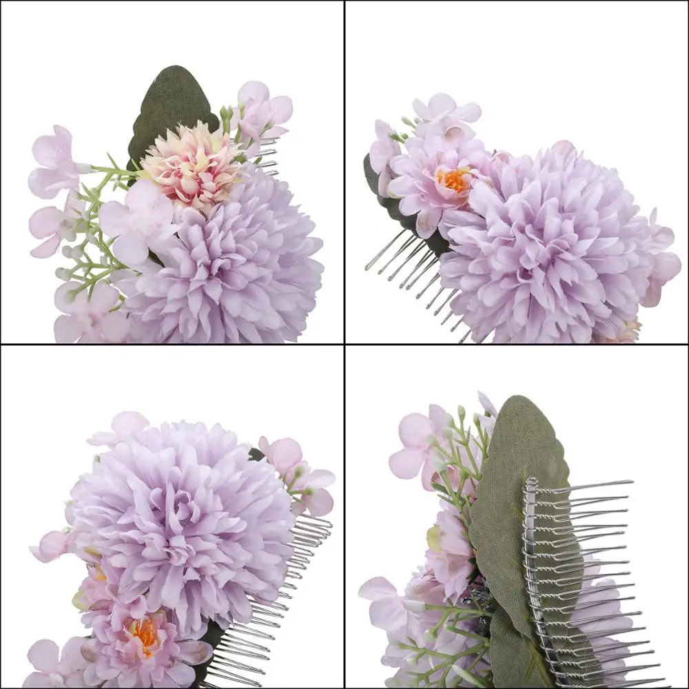 Molans Boho Bridal Hair Combs Rustic Wedding Floral Women Stimulation Flower Hairpins Brides Hair Accessories Greenery Combs