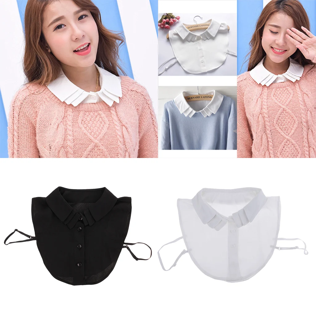 

2 Pieces Womens Detachable Fake Collars Removable False Chiffon Decorative Collar for Dress, Shirt, Sweater, T- shirt