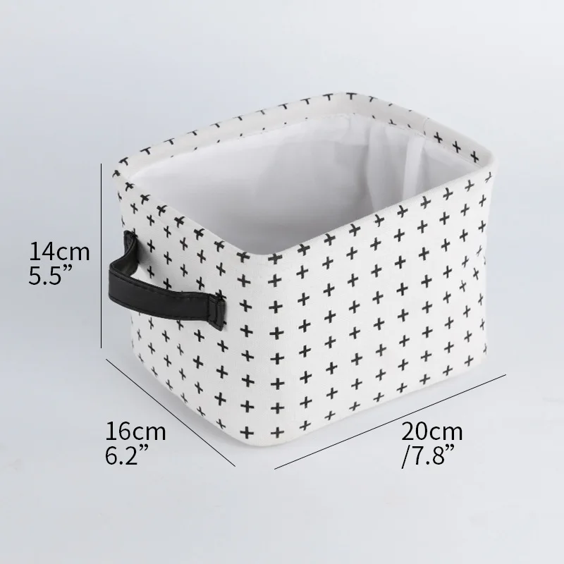 Thicken Desktop Storage Basket Sturdy Cotton Linen Box Organizer for Makeup Jewelry Sundries Kids Toy Book - Цвет: Cross