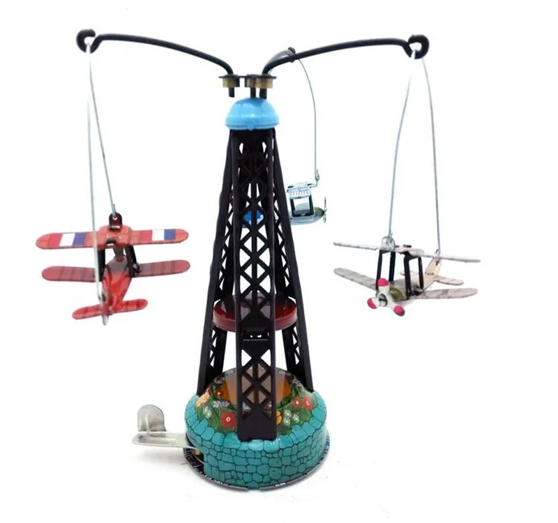Biplane вращающийся робот самолет коллекция оловянные игрушки классический мотоцикл Заводной ветер оловянные игрушки для взрослых детей коллекционный подарок