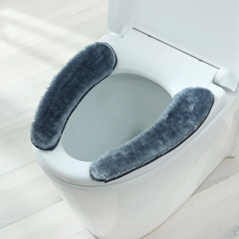 1Pair Toilet Seat Washable Bathroom Warm Plush Filling Soft Health