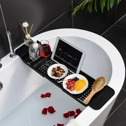 Multi-Function Retractable Bathtub Storage Rack Bath Tray Shelf Tub  Towel Storage Shelf Kitchen Sink Drain Holder