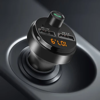

TF Udisk V5.0 FM Transmitter Modulator Bluetooth Handsfree Car Kit MP3 Player 3.6A Dual USB Car Phone Charger Mini Universal 617
