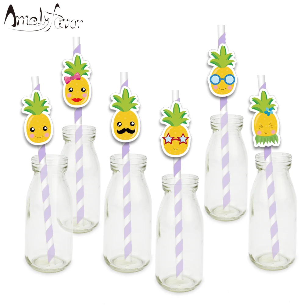 

Pineapple Theme Party Paper Straws Fruits Fruit Drinking Paper Straw Baby Shower Kids Event Birthday Party Decorations Supplies