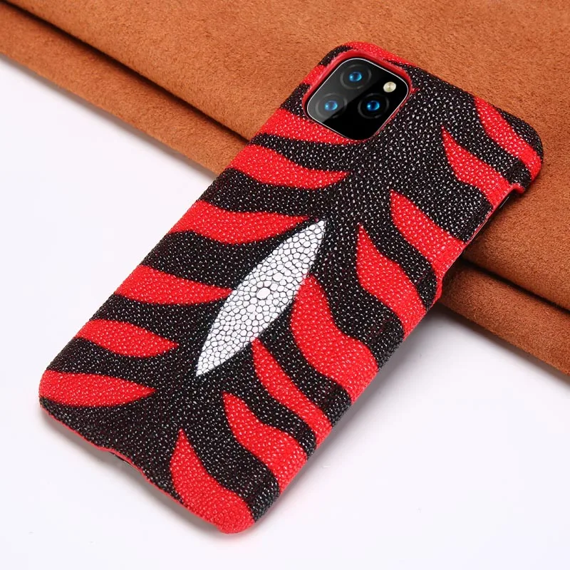 

Genuine Pearl gourami Leather luxury Cell Phone case for Apple iPhone 11 11Pro 11 Pro Max X XR XS XS Max 6 6S 7 plus 8 plus