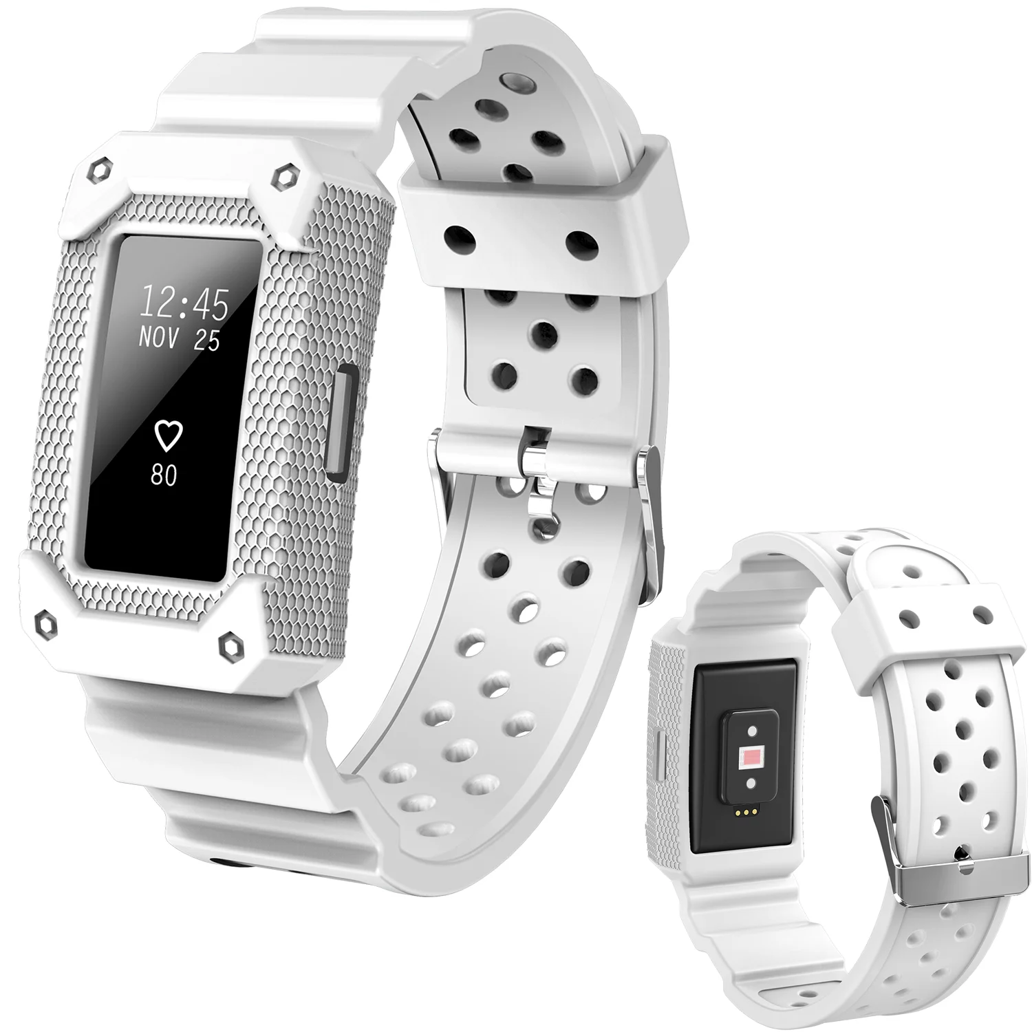 white Силиконовый смарт-браслет для Fitbit charge 2 HR фитнес-браслет сменный Аксессуар Ремешок с рамкой ремешок для часов - Цвет: white