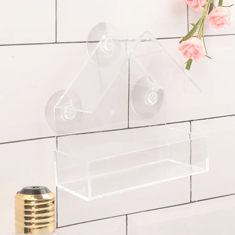 Acrylic Transparent Bird Feeders Tray Bird Feeder Window Viewing Birdhouse Pet Water Feeder Suction Cup Mount House Type