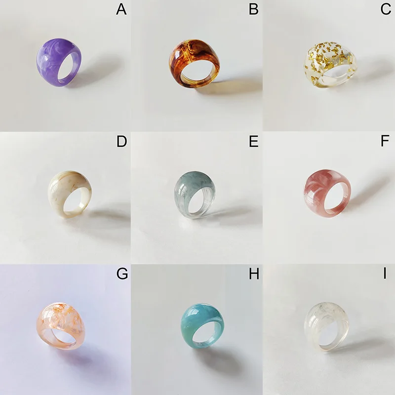 Fashion Ring Colourful Transparent Resin Acrylic Rings Men Women Irregular Round Rings Set for Women Jewelry Gifts Finger Ring