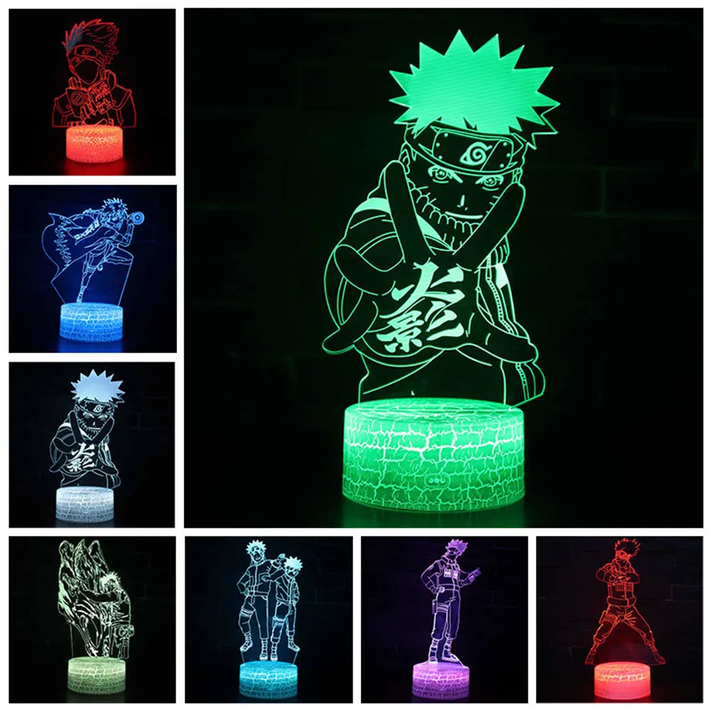

3D LED Night Light Anime Figure Naruto Uzumaki Team Sasuke Kakashi Hatake Kids Bedroom Nightlight Itachi Uchiha Child Xmas Gift