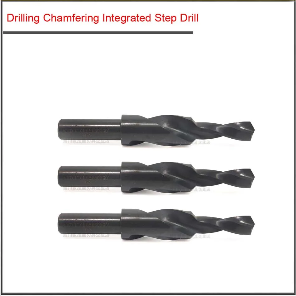 M3-12mm HSS Drilling chamfered countersunk head integrated step drill,Second stage bit with screw countersunk head