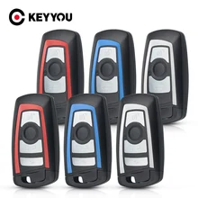 KEYYOU inteligente carcasa de llave a distancia de coche para BMW CAS4 F 3 5 7 Serie E90 E92 E93 X5 F10 F20 F30 F40 Fob 3/4 Tecla de botón caso en blanco cubierta