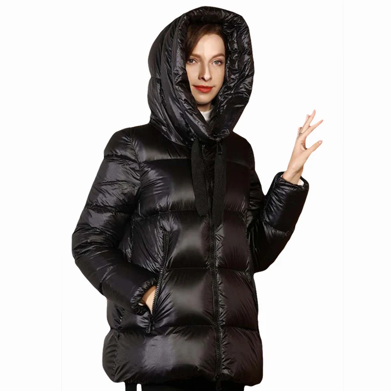 Пальто женское черное пальто и куртки doudoune femme hiver плюс размер повседневное женское пуховое пальто зимние парки с длинными рукавами