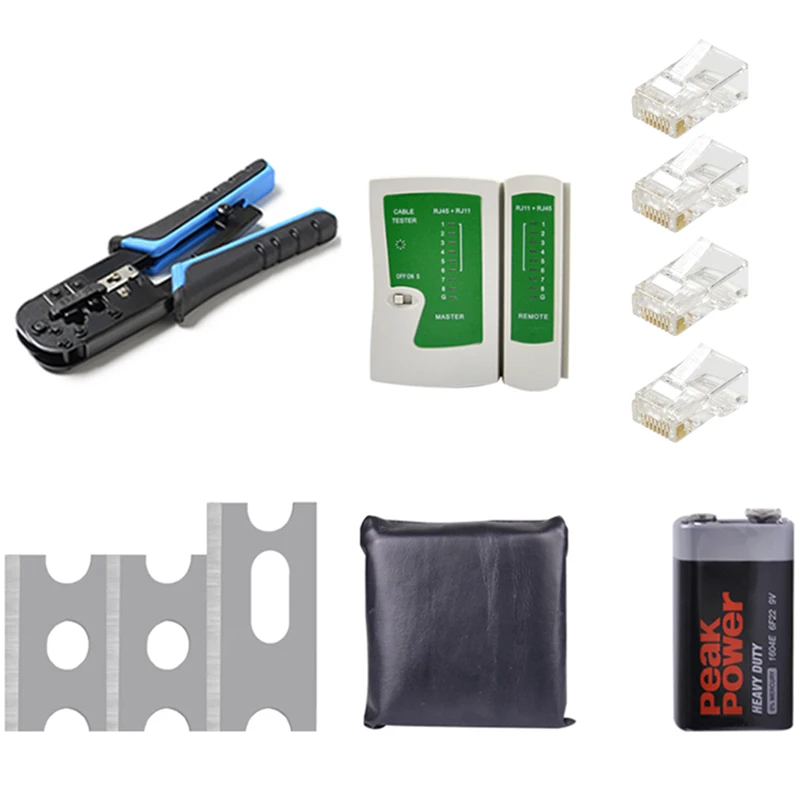 

Network Cable Clamp Stripping Pliers + Professional Network Cable Tester RJ45 RJ11 RJ12 CAT5 UTP LAN Cable Tester