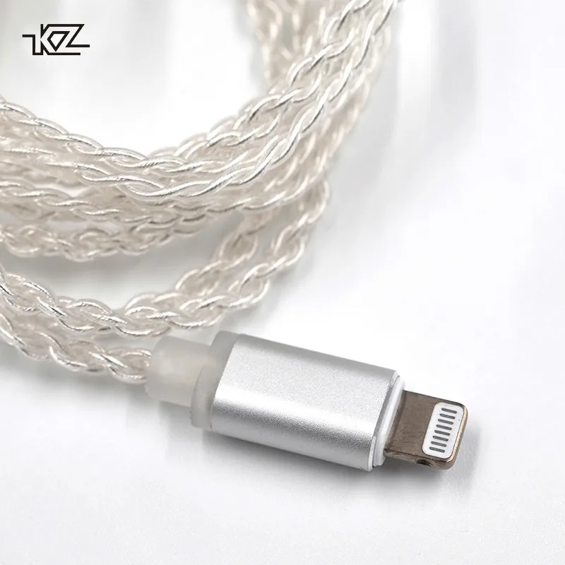 Najtaniej KZ słuchawki błyskawica posrebrzane upgrade kabel dla iPhone dla ZST ZS10 ES3 ES4 AS10 BA10 ZS6 ZS5 ZS4 ED16 MMCX Pin
